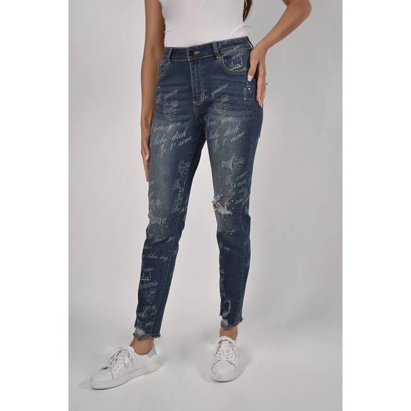 NEW FRANK LYMAN print jean in denim - Picture 1 of 4